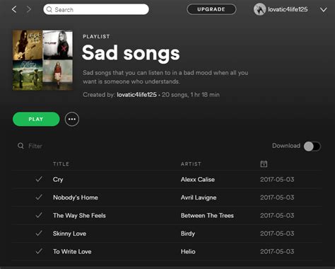 sad songs playlist